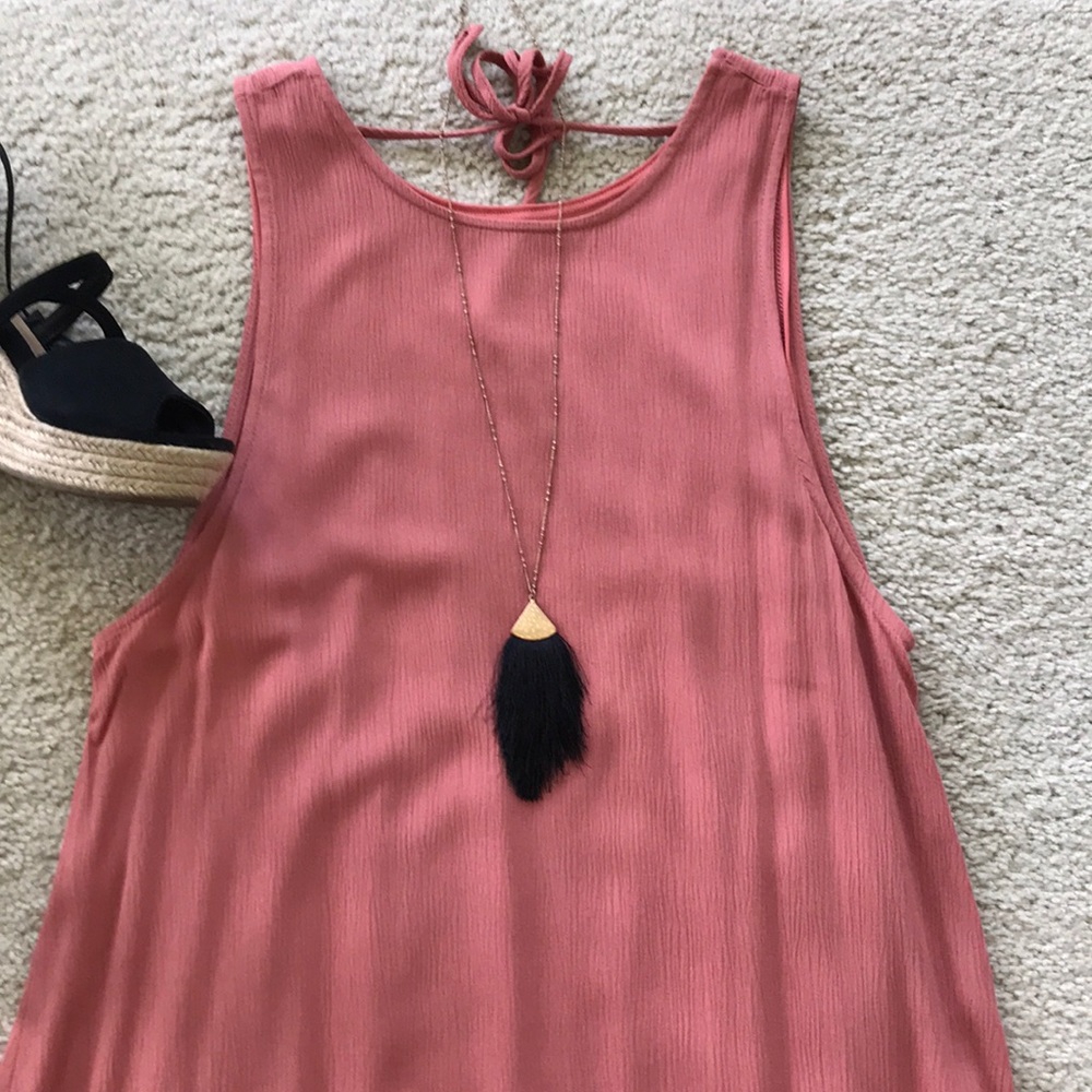 Coral Color Scoopback Dress - Picture 2 of 8